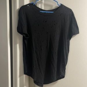 Benjamin Jay Black Solid Holed Short Sleeve Top. Size Medium